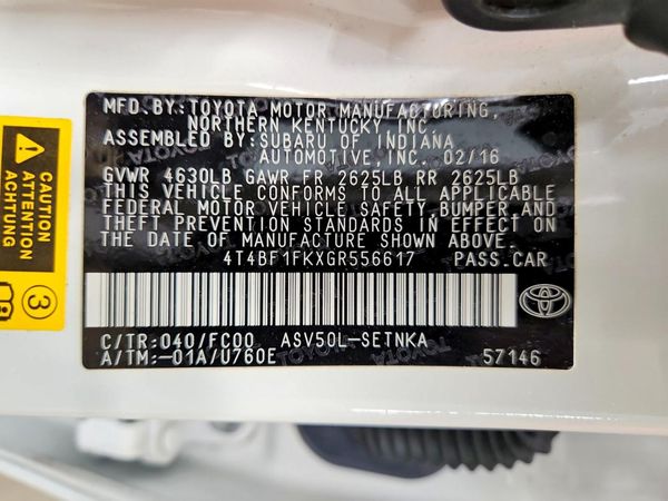2016 TOYOTA CAMRY