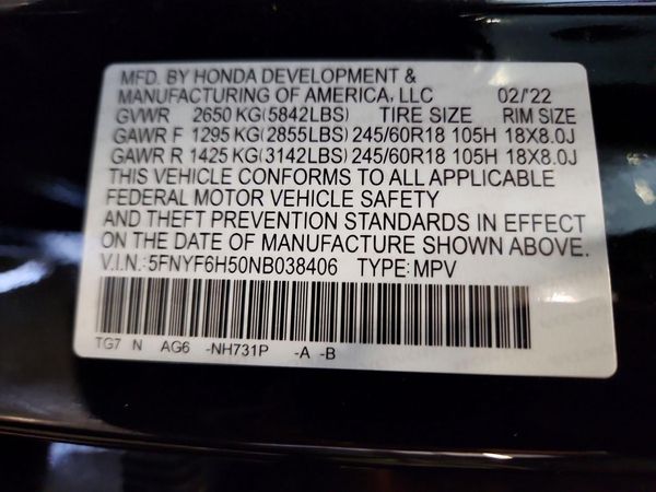 2022 HONDA PILOT EXL — VINS