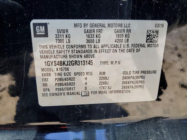 2016 CADILLAC ESCALADE Luxury — VINS