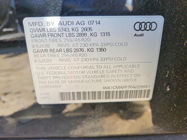 2015 AUDI Q5 — VINS