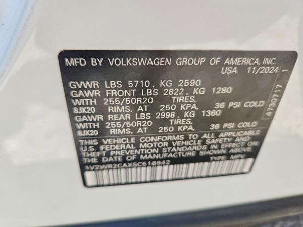 2025 VOLKSWAGEN ATLAS SE — VINS