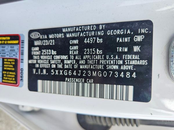 2021 KIA K5 — VINS