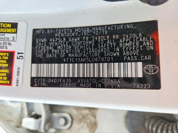 2020 TOYOTA CAMRY LE — VINS