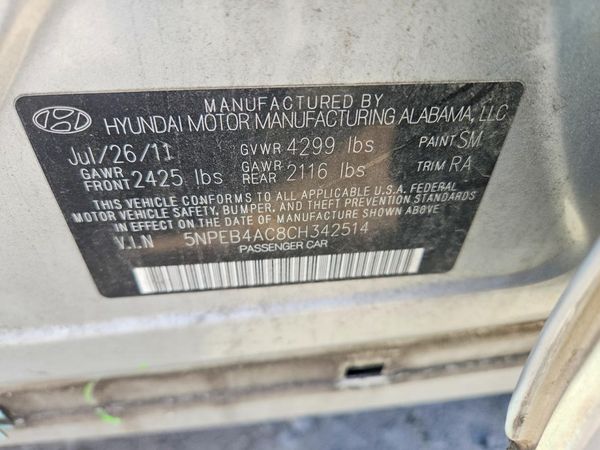 2012 HYUNDAI SONATA Middle-low level