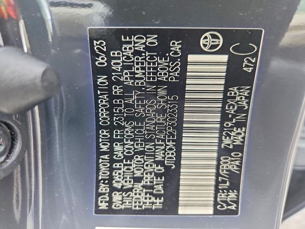 2023 TOYOTA COROLLA L, LE, SE, XLE — VINS