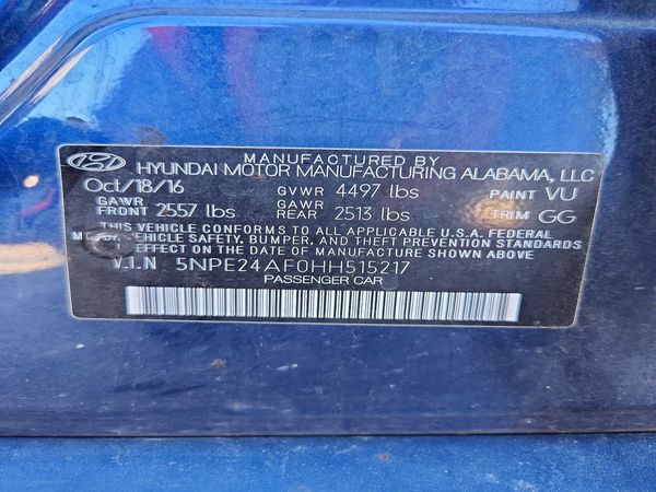 2017 HYUNDAI SONATA