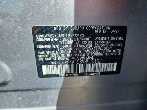 2021 SUBARU FORESTER Premium — VINS