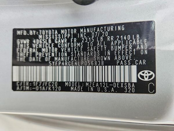 2020 TOYOTA COROLLA