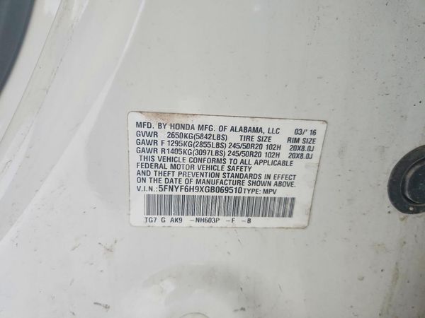 2016 HONDA PILOT TOURING
