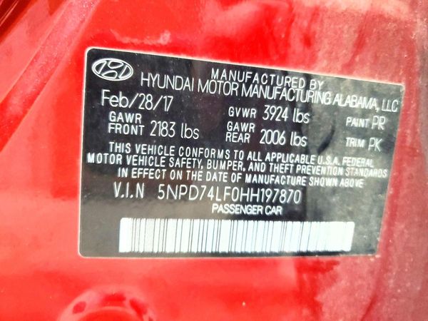 2017 HYUNDAI ELANTRA SE Base