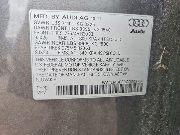 2012 AUDI Q7 Premium Plus — VINS