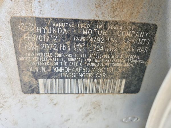 2012 HYUNDAI ELANTRA GLS(Middle grade) — VINS
