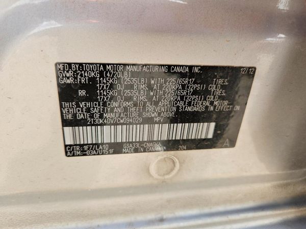 2012 TOYOTA RAV4 High