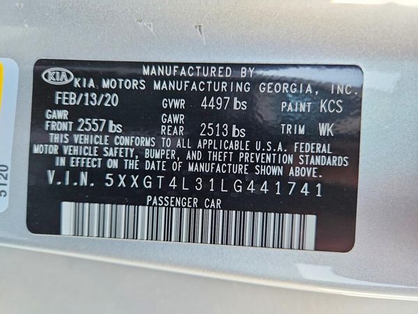 2020 KIA OPTIMA LX, S, SE — VINS