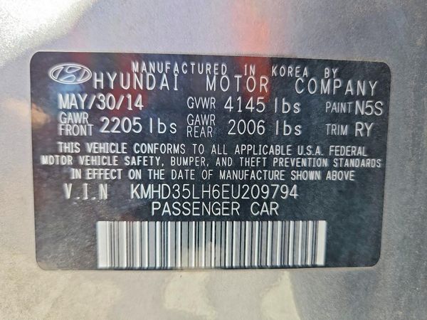 2014 HYUNDAI ELANTRA STD, Style, Tech