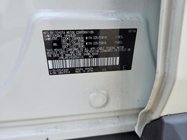 2016 TOYOTA RAV4 Limited (G Grade) — VINS