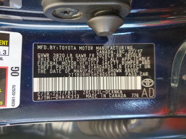 2017 TOYOTA COROLLA