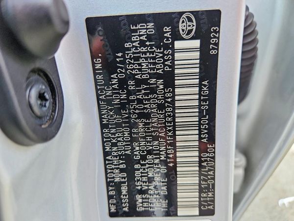 2014 TOYOTA CAMRY — VINS