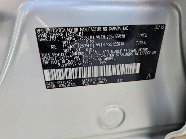 2015 TOYOTA RAV4 Limited (G Grade) — VINS