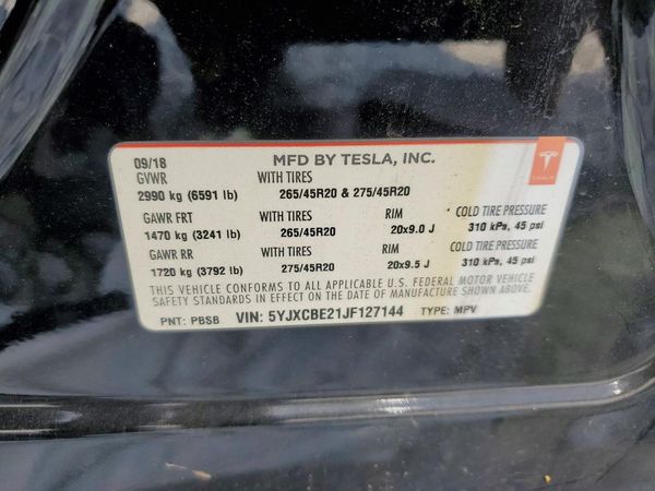 2018 TESLA MODEL X — VINS