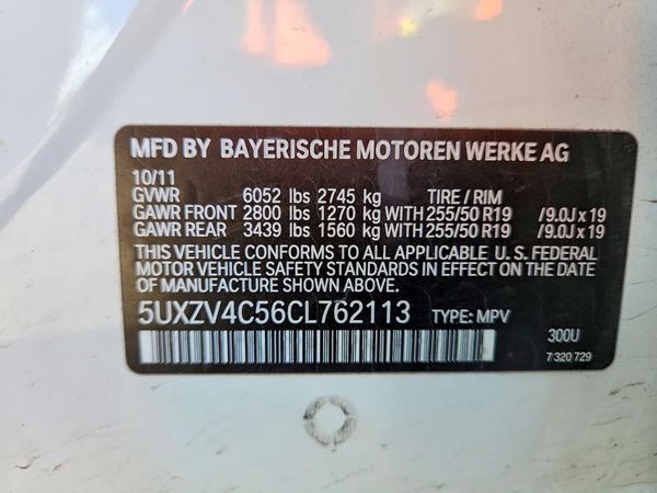 2012 BMW X5 xDrive35i — VINS