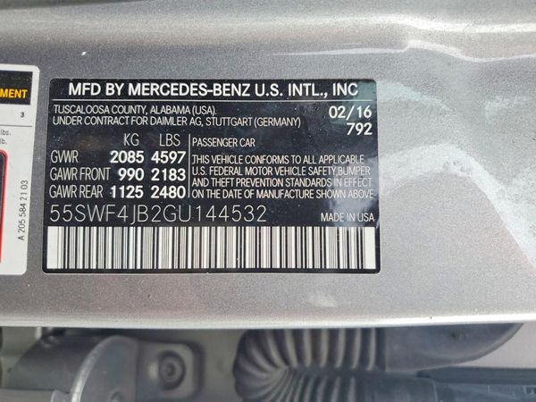 2016 MERCEDES-BENZ C — VINS