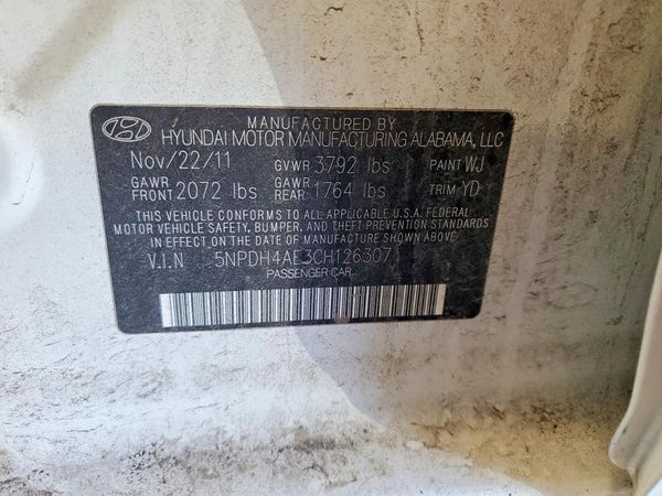 2012 HYUNDAI ELANTRA GLS(Middle grade) — VINS