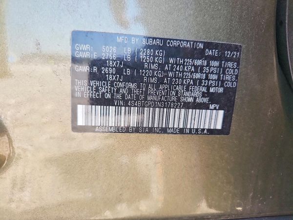 2022 SUBARU OUTBACK Touring