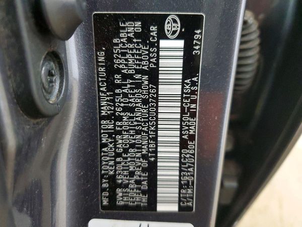 2012 TOYOTA CAMRY