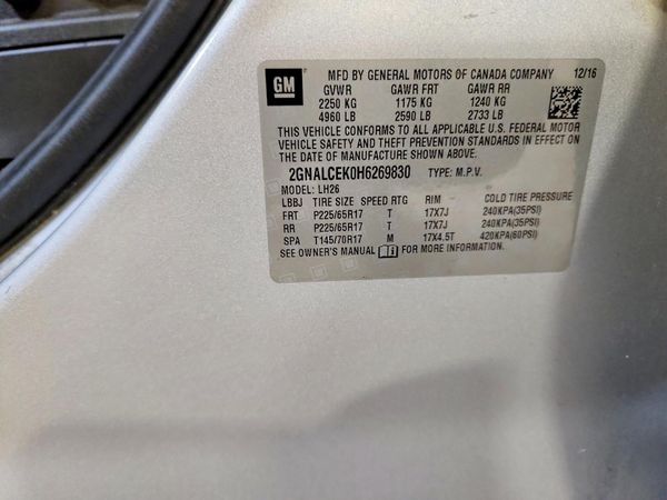 2017 CHEVROLET EQUINOX LT / FL