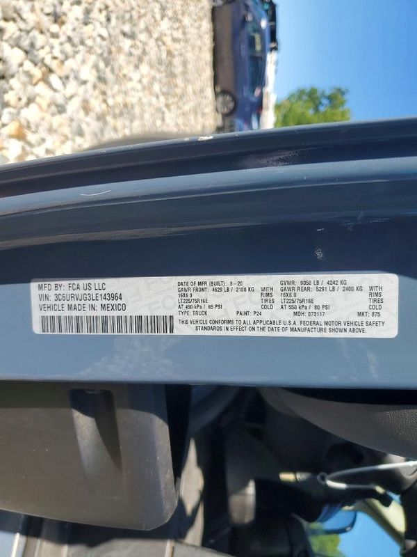 2020 RAM PROMASTER 3500 VF — VINS