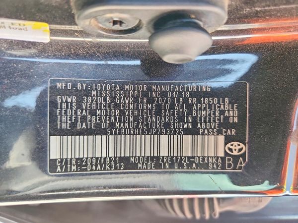 2018 TOYOTA COROLLA