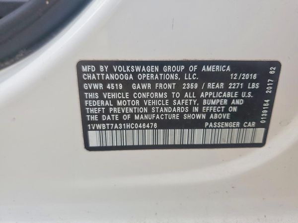 2017 VOLKSWAGEN PASSAT SE