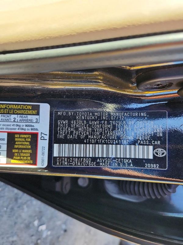 2012 TOYOTA CAMRY