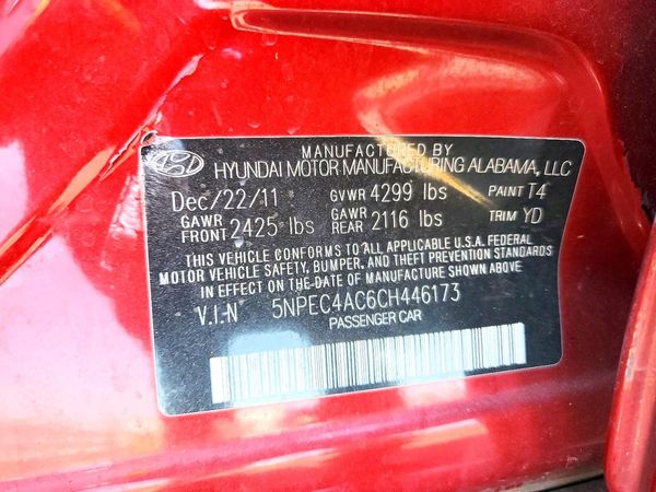 2012 HYUNDAI SONATA Middle level