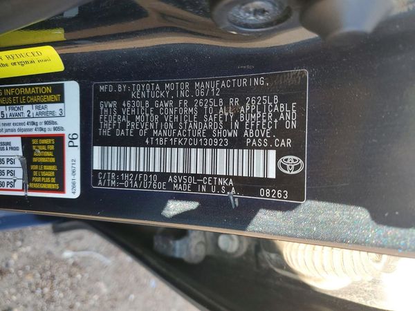 2012 TOYOTA CAMRY