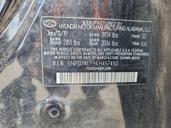 2019 HYUNDAI ELANTRA SE — VINS