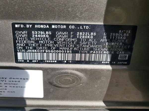 2016 ACURA RLX — VINS