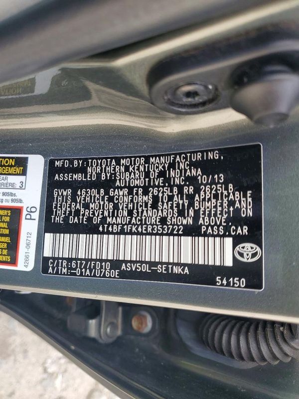 2014 TOYOTA CAMRY — VINS