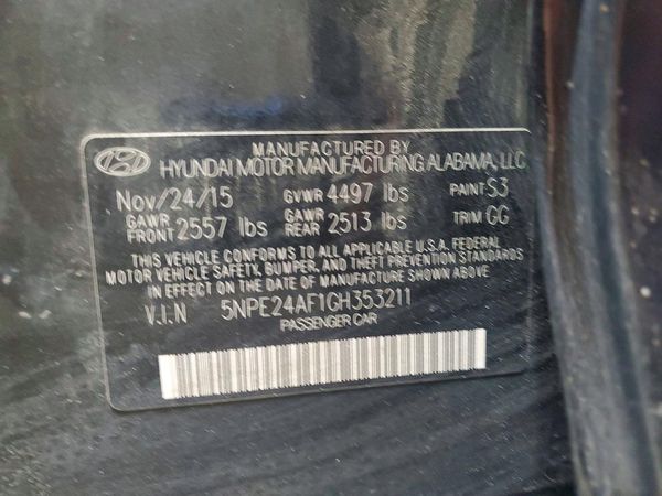2016 HYUNDAI SONATA