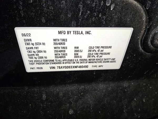2022 TESLA MODEL Y
