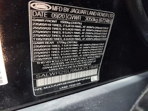 2021 LAND ROVER RANGE ROVER SPORT — VINS