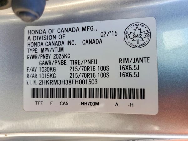 2015 HONDA CRV LX — VINS