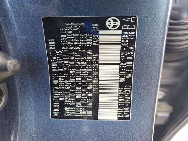2015 TOYOTA COROLLA L/LE