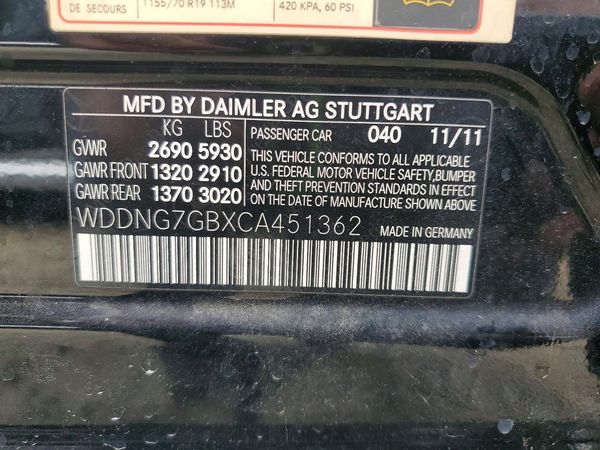 2012 MERCEDES-BENZ S S600 Bi-T