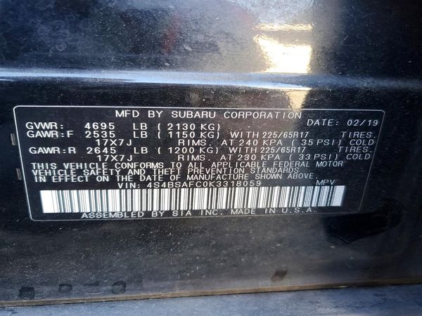 2019 SUBARU OUTBACK