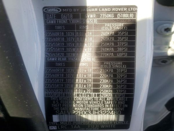 2018 LAND ROVER RANGE ROVER EVOQUE SE/SE Premium