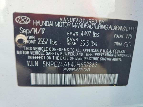 2018 HYUNDAI SONATA SE, Eco