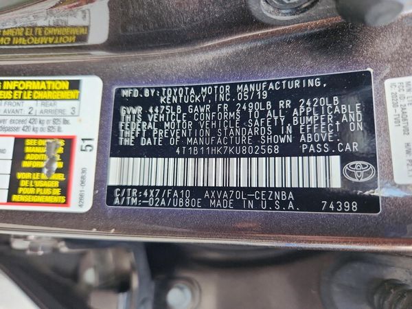2019 TOYOTA CAMRY