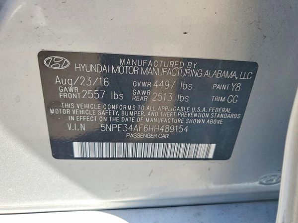 2017 HYUNDAI SONATA — VINS